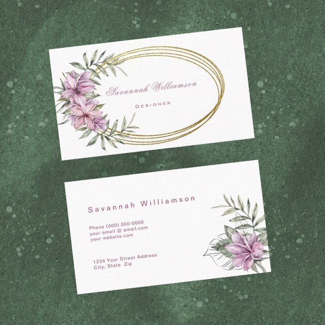 Tropical Pink Floral Customisable Business Card (Creator Uploaded)