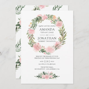 Tropical Pink Floral Wedding Invitation