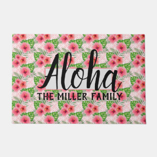 Tropical Pink Flowers Customisable Doormat