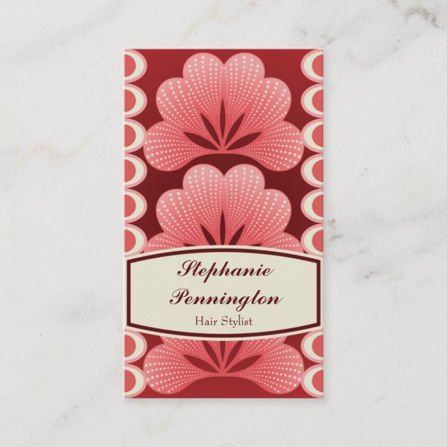 Tropical pink flowers hair stylist business cards (Front)