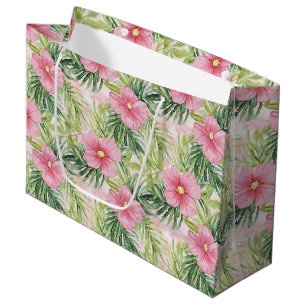 Tropical Pink Flowers  Large Gift Bag