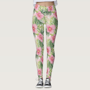 Tropical Pink Flowers   Leggings
