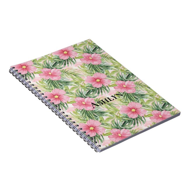Tropical Pink Flowers Notebook (Right Side)