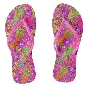 Tropical Pink Flowers Pattern Thongs