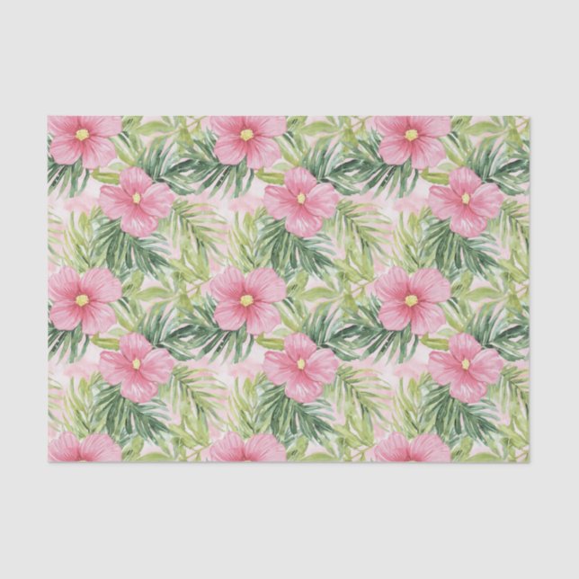 Tropical Pink Flowers  Tissue Paper (Front)