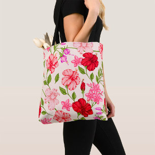 Tropical Pink Flowers Tote Bag