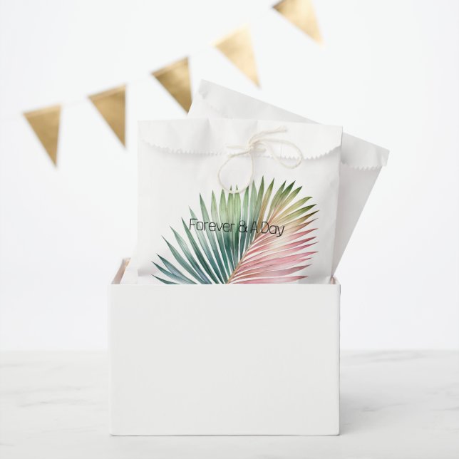 Tropical Pink Green Leaf Wedding Favour Bag (Party)