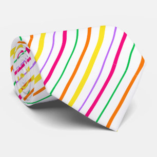 Tropical Pink Green Orange Yellow Stripes Tie