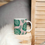 Tropical Pink & Green Palm Leaves Seamless Pattern Coffee Mug<br><div class="desc">The Tropical Pink & Green Palm Leaves Seamless Pattern is a vibrant and lively design featuring an assortment of pink and green palm leaves arranged in a repeating pattern. The pattern has a seamless layout, meaning that the edges of the design blend together seamlessly to create a continuous and uninterrupted...</div>