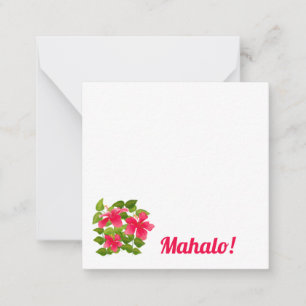 Tropical Pink Hawaiian Hibiscus Mahalo Personalise Card