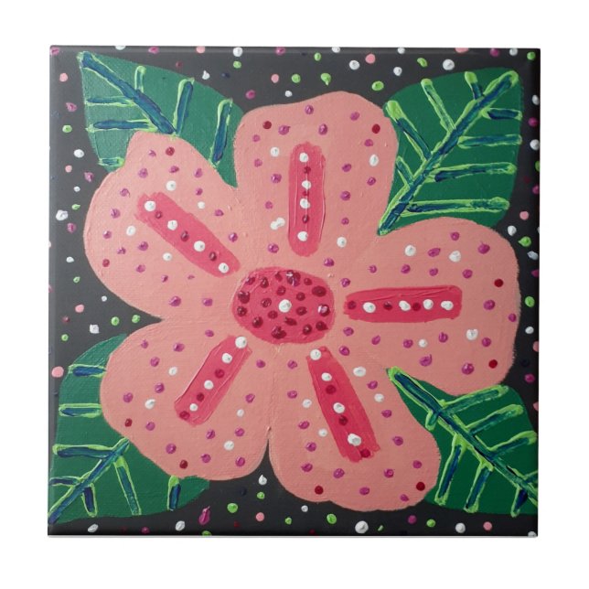 Tropical Pink Hibiscus  Ceramic Tile (Front)