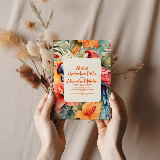 Tropical Pink Hibiscus Floral Graduation Invitation (Creator Uploaded)