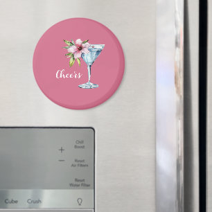 Tropical Pink Hibiscus Flower Drink Magnet