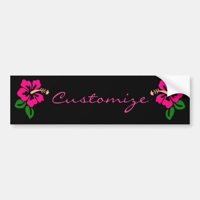 Tropical Pink Hibiscus Flower Thunder_Cove Bumper Sticker (Front)