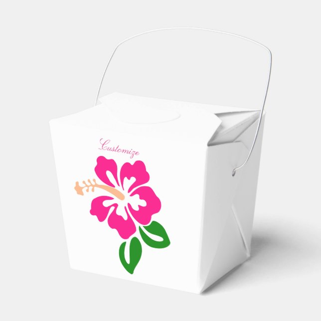 Tropical Pink Hibiscus Flower Thunder_Cove Favour Box (Front Side)