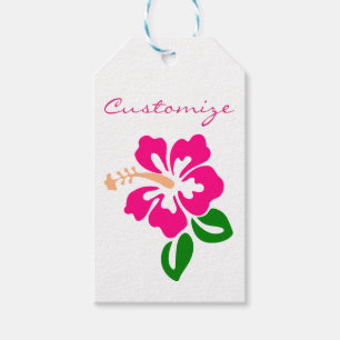 Tropical Pink Hibiscus Flower Thunder_Cove Gift Tags