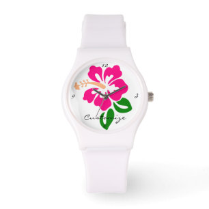 Tropical Pink Hibiscus Flower Thunder_Cove Watch