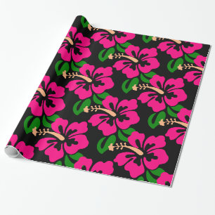 Tropical Pink Hibiscus Flower Thunder_Cove Wrapping Paper
