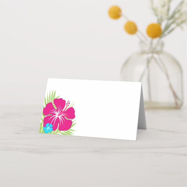 Tropical Pink Hibiscus Folding Label or Place Card (Back)