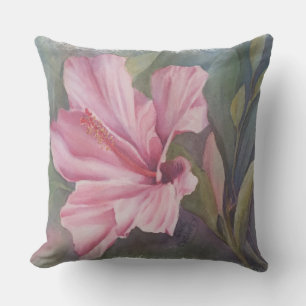 TROPICAL PINK HIBISCUS OUTDOOR PILLOW