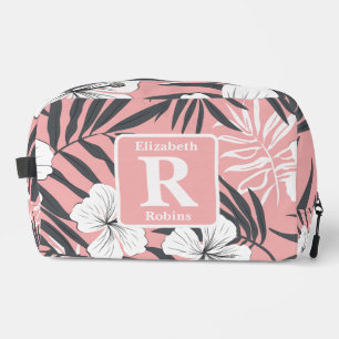 Tropical pink hibiscus personalised Monogram Dopp Kit
