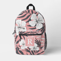 Tropical pink hibiscus personalised Monogram 