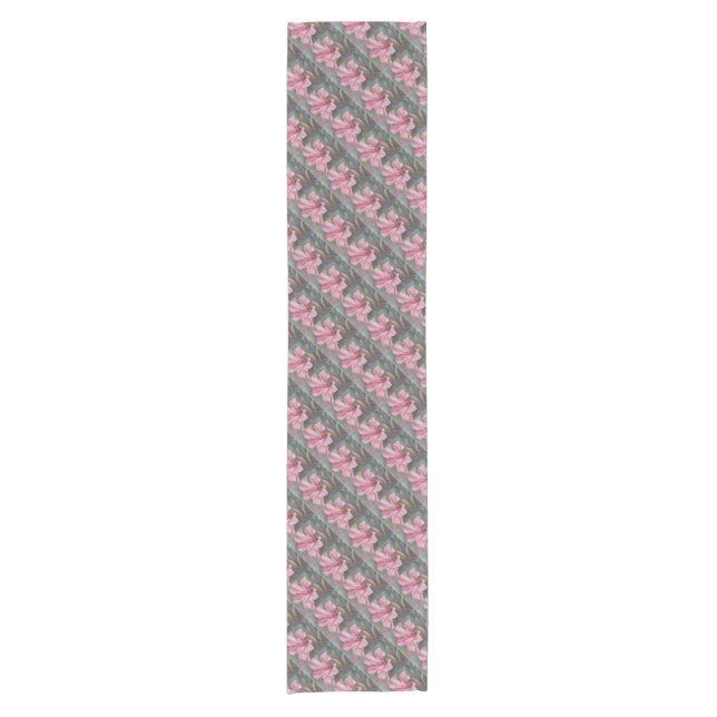 TROPICAL PINK HIBISCUS SHORT TABLE RUNNER (Front)