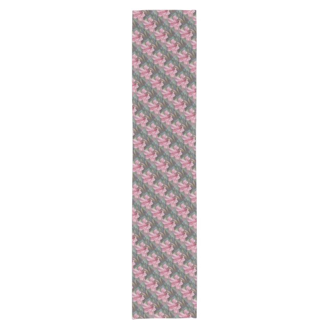 TROPICAL PINK HIBISCUS SHORT TABLE RUNNER (Front)