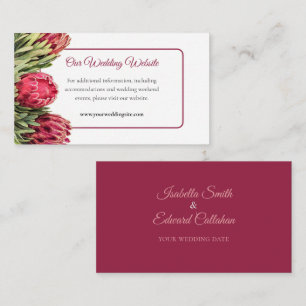 Tropical Pink King Protea Flowers Wedding Website Enclosure Card