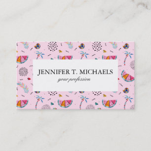 Tropical Pink Memphis Style Pattern Business Card