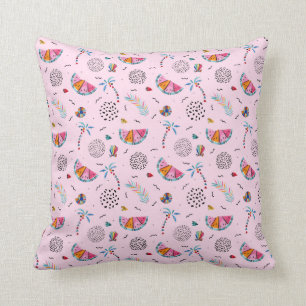 Tropical Pink Memphis Style Pattern Cushion