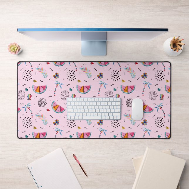 Tropical Pink Memphis Style Pattern Desk Mat (Office 1)