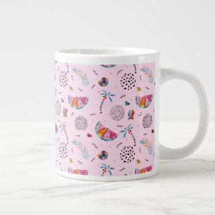 Tropical Pink Memphis Style Pattern Large Coffee Mug