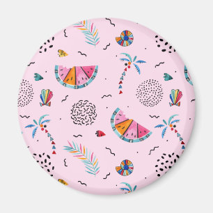 Tropical Pink Memphis Style Pattern Magnet