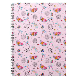 Tropical Pink Memphis Style Pattern Notebook