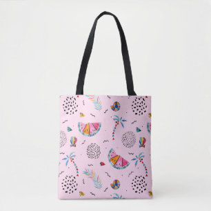 Tropical Pink Memphis Style Pattern Tote Bag