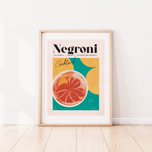 Tropical Pink Negroni Cocktail Retro Poster (Creator Uploaded)