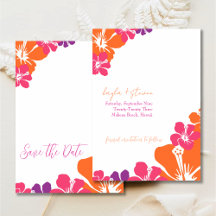 Tropical Pink Orange Purple Hibiscus Save The Date