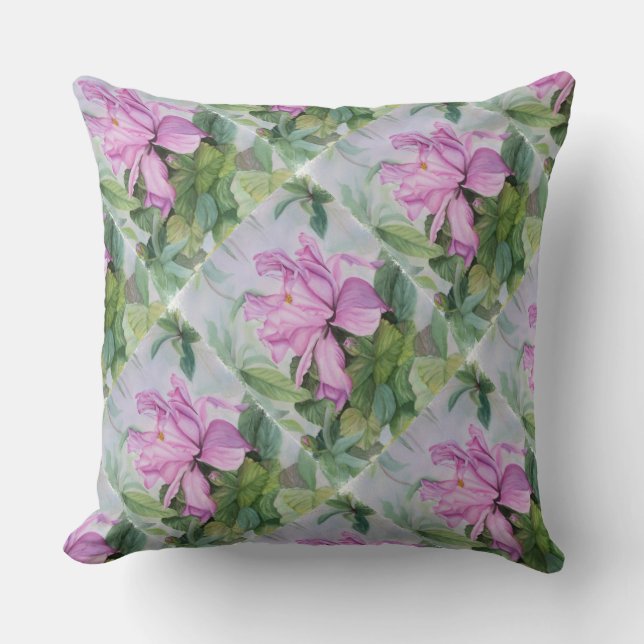 TROPICAL PINK ORCHID PATIO PILLOW (Front)