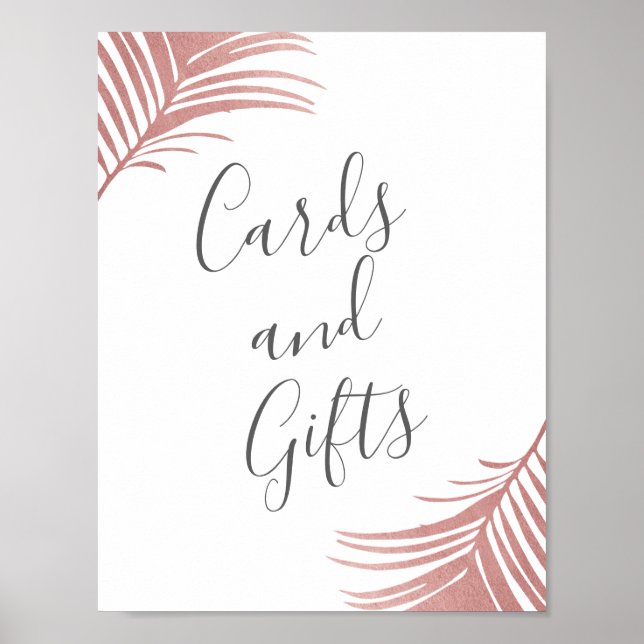 Tropical Pink Palm Leaves Gifts and Cards Sign (Front)