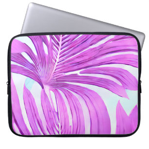 Tropical Pink Palm Tree Leaves Pattern   Laptop Sleeve
