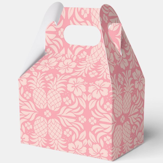 Tropical pink pineapple print favour box (Front)