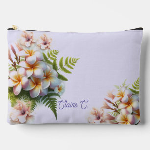 Tropical Pink Plumeria Hibiscus Accessory Pouch