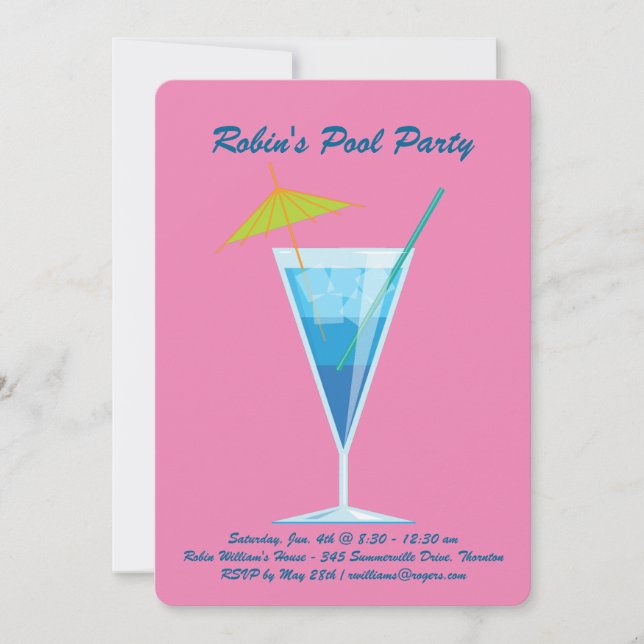 Tropical Pink Pool Party Invitation (Front)