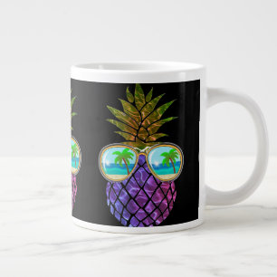 Tropical pink purple pineapple large coffee mug