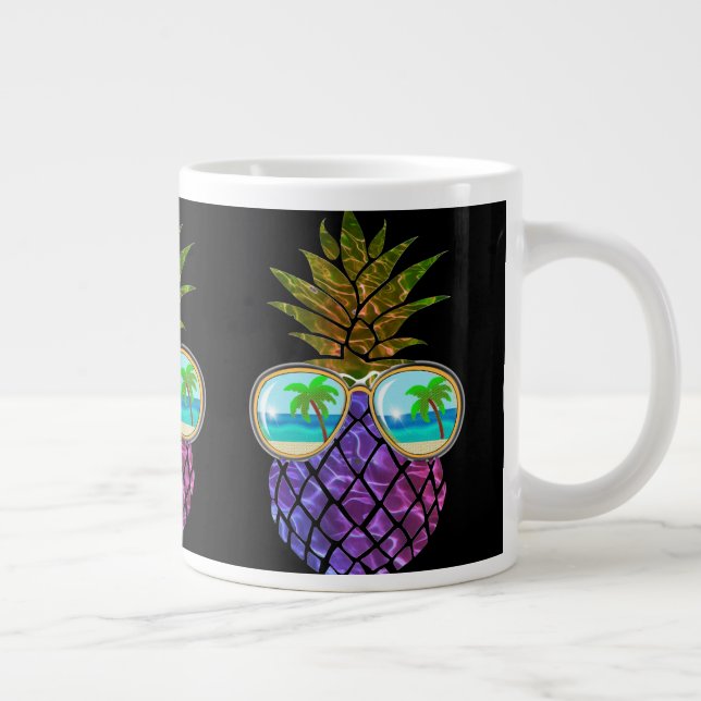 Tropical pink purple pineapple large coffee mug (Right)