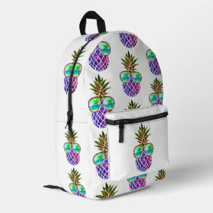 Tropical pink purple pineapple printed backpack