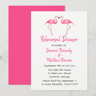 Tropical Pink Rehearsal Dinner Flamingo Wedding Invitation