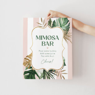 Tropical pink stripes chic bridal mimosa bar poster