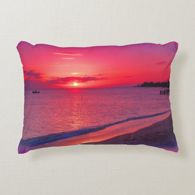 Tropical Pink Sunset Throw Pillow (Front)